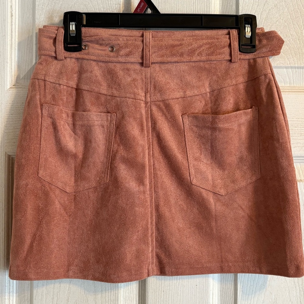White Fox Pink Mini Skirt Womens Size 8 Zipper Accents Coquette Barbiecore Belt - Picture 5 of 9